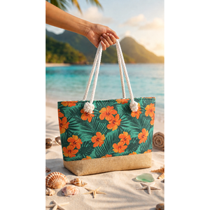 Sac de plage tissé à motifs bohèmes avec doublure en toile pour l'été -132 - Product Image 1