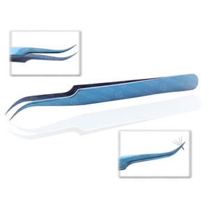 แหนบต่อขนตาสแตนเลสสีน้ำเงินจากโรงงานโดยตรง จับขนตาได้อย่างสมบูรณ์แบบ ปลายแหลม - Product Image 1