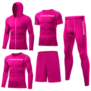 ชุดกีฬาผู้ชายแบบรัดกล้ามเนื้อ 5 ชิ้น สำหรับออกกำลังกายในยิม  รับสกรีนโลโก้และสีตามสั่ง  ไซส์ใหญ่ ระบายอากาศ แห้งเร็ว เหมาะสำหรับฤดูร้อน - Product Image 4