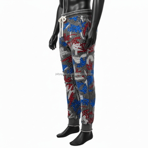 Premium hommes survêtement pantalon doux polaire tissu multicolore Graffiti impression Logo personnalisé broderie taille élastique lavé pantalons pour hommes - Product Image 5