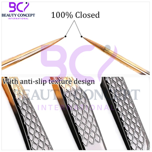 Pince à épiler d'extension de cils au meilleur prix en acier inoxydable gris et or pour salons de beauté - Product Image 5