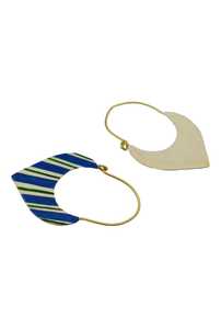 Pendientes Bali, joyería, Material de latón, pintura a mano, diseño de cerámica azul, pendiente colgante, acabado dorado mate para niñas y mujeres - Product Image 4