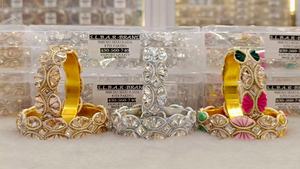 Ensemble de Bracelets de Mariage Rajwadi pour Femmes Vêtements de Mariée Bracelets Fantaisie en Métal de Pierre Disponible en Différentes Couleurs pour les Occasions - Product Image 2