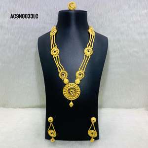 ชุดสร้อยคอลายกล่องดอกไม้ทองเหลืองชุบทองสไตล์คลาสสิกดีไซน์ออนไลน์เหมาะสำหรับงานแต่งงานงานหมั้น - Product Image 1