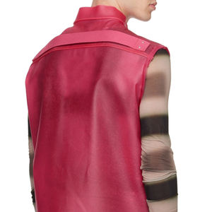 Vente chaude nouvelle mode hommes gilet en cuir veste respirant vêtements d'hiver matériau solide gilet en cuir - Product Image 5