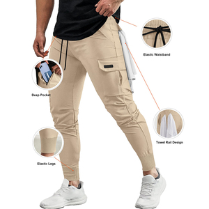 Custom Men's Canvas Cargo Pants Polyester/Cotton Blend <b>Elastic</b> <b>Waist</b> Heavyweight Casual Style Quick Dry Breathable - Product Image 3