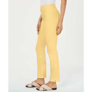 Pantalones de vestir para mujer Charter Club Cambridge, amarillos, de cintura alta, transpirables, estilo cargo, formales, con estampado, talla 4 Petite - Product Image 3