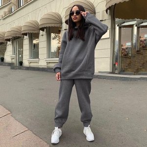 Conjunto de Chándal Oversize Personalizado al por Mayor, Ecológico, Unisex, de Invierno, Grueso, de Forro Polar, de Algodón/Poliéster Resistente al Viento - Product Image 3