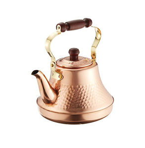 Bouilloire à thé en cuivre pur pour le petit-déjeuner et le thé du soir, théière décorative au design contemporain - Product Image 1