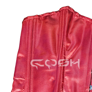 Corset haut de gamme en satin rouge à double armature en acier, à porter pour les fêtes, avec laçage dans le dos - Product Image 3
