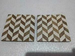 Posavasos con incrustaciones de madera de hueso de resina cuadrado ecológico hecho a mano personalizado de alta calidad Hotel hogar restaurante estilo clásico India - Product Image 4