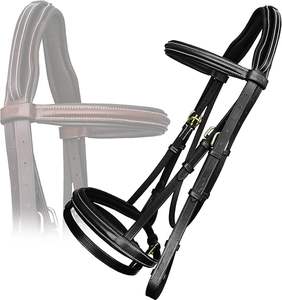 Couronne de soulagement de la pression ronde surélevée douce rembourrée et muserolle avec rênes en caoutchouc - Product Image 3