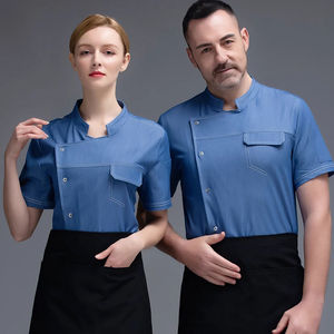 Uniformes de chef cuisinier personnalisé en promotion confortable de créateur italien blanc noir pour hommes et femmes pour restaurant et hôtel - Product Image 2