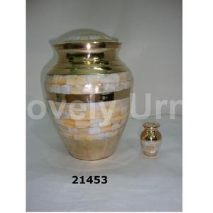 Urnas de cremación de latón de mármol para cenizas humanas Urna decorativa para mujeres y hombres Urnas para cenizas Adulto - Product Image 1