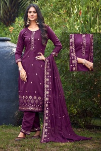 Último pesado Chinnon con Secuencia bordado trabajo Kurti con pesado Chinon pantalón con Modal Chanderi bordado trabajo Dupatta - Product Image 2