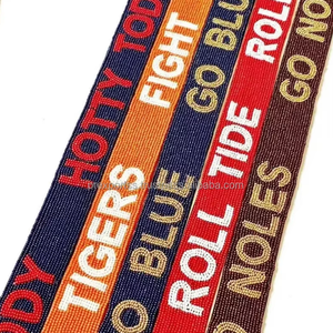 Bolso hecho a mano duradero a la moda Gameday con cuentas al por mayor, bolso personalizado para equipo universitario, bordado personalizado con cuentas de semillas - Product Image 1