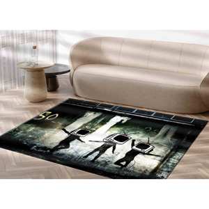 Alfombra Moderna con Diseño de Arte Callejero, Alfombra con Estampado de Cabeza de TV de Banksy, Alfombra Suave con Pelo Largo - Product Image 4