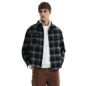 Veste chemise en laine mélangée pour homme de luxe - Coupe régulière Finition haut de gamme Vêtement décontracté chic - Product Image 1