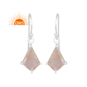 Vente chaude Fine Sterling Silver Natural Golden Rutile Gemstone Dangle Boucle d'oreille Fabricant de bijoux personnalisés - Product Image 4