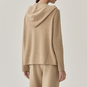 เสื้อฮู้ดดี้แขนยาวแฟชั่นสีพื้นถักจากผ้าฝ้าย 100% ผลิตภัณฑ์ใหม่สำหรับฤดูหนาว พร้อมโลโก้ด้านหน้า ดีไซน์ปรับแต่งได้ - Product Image 3