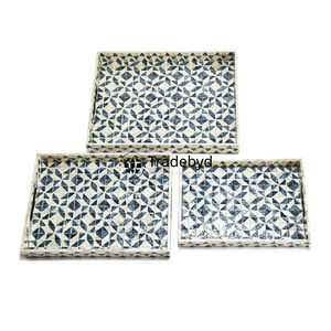 Bandeja con incrustaciones de fregona hecha a mano Tradebyd para decoración del hogar de lujo, bandeja de servicio elegante para regalar y cenar - Product Image 2