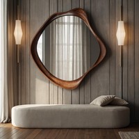 Support de miroir de mariage en bois de noyer véritable fait main, écologique, personnalisable, parfait comme accent mural pour les intérieurs minimalistes et luxueux
