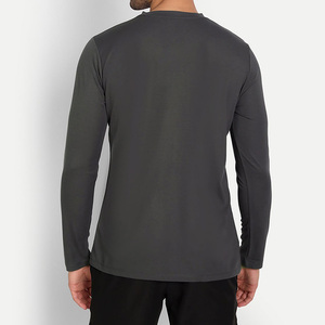 T-shirt en coton à manches longues pour homme, col en V, logo personnalisé, t-shirt à manches longues pour homme, col en V - Product Image 4