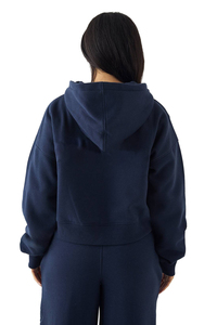 High Quality Warm Winter Acid Wash Embroidery Printed Full Zipper Solid <b>Navy</b> Pullover <b>Hoodies</b> for <b>Women</b> Streetwear Wholesale - Product Image 5