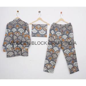 Women's Comfortable Cozy Floral PJ Set Soft Breathable Cotton Sleepwear Block Print for Relaxation Sweet Dreams <b>Matching</b> Couples - Product Image 4