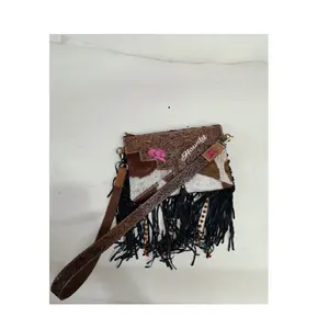 Hair On Cowhide Fur Leather Women's Luxury Sling Bag With Long Tassel & Fringe Design With WholesalePrice