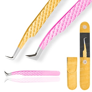 Pince à épiler professionnelle de haute qualité en acier inoxydable pour extensions de cils, emballage en pochette, légère, logo personnalisé - Product Image 4
