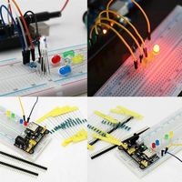 Kit de démarrage électronique DIY pour débutants, avec plateau de prototypage 830 points et pack de composants, compatible ATmega328P R3 pour expériences de circuits