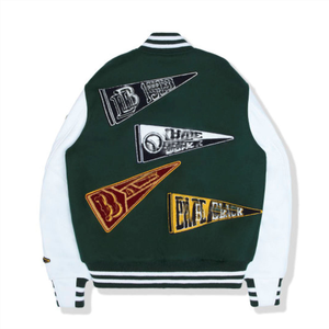 Blouson aviateur personnalisé OEM pour hommes, vestes universitaires Letterman, saison d'hiver, broderie en chenille sur une manche en cuir - Product Image 6