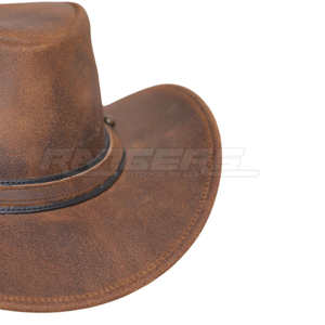 Sombrero Vaquero Estilo Vintage con Banda Única, Ala Ancha, Duradero, Logotipo Personalizado en Relieve, Sombrero Occidental de Cuero - Product Image 3