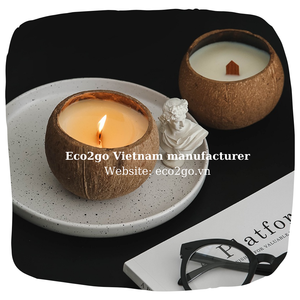 Bol en coquille de noix de coco pour bougie, pour bougie avec Logo de marque Laser gratuit fait de matériel de haute qualité pour la décoration - Product Image 5