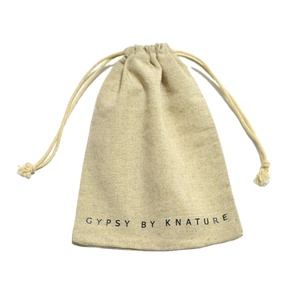 Pochette de rangement pour bijoux en coton et lin naturel, sac à cordon, sac d'emballage en coton, logo personnalisé - Product Image 5