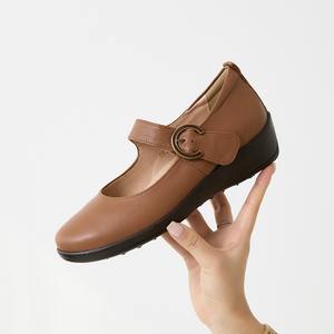 [JSHOE] Chaussures Mary Jane pour femmes en cuir d'agneau véritable fait main, talon bas de 4 cm, chaussures décontractées confortables pour la marche - Product Image 1