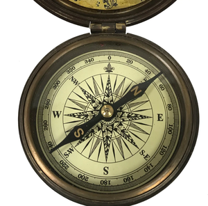3" Antiqued Brass Compass and <b>Clock</b> With Hinged Husband Gifts, Couples Gift, Christmas Gifts - Product Image 2