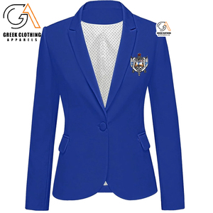 Blazer para Mujer, Negro, con Solapa en V, Doble Botonadura, Escudo Bordado de Sigma Gamma Rho, Manga Larga, Abertura Trasera, Divine Nine - Product Image 3
