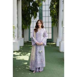 Blusa Ricamata Mehm Lavender Lawn per Uso Quotidiano, Tessuto Traspirante con Motivo Stampato MBN-04 - Product Image 1