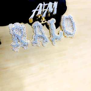 Colgante de Letra Inicial con Corona de Moissanita de 3 Quilates, Chapado en Oro Amarillo de 14K, Dijes de Oro para Niños, Joyería de Regalo Estilo Hip Hop - Product Image 2