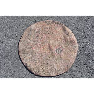 พรมขนสัตว์แบบดั้งเดิมสไตล์วินเทจตุรกี ขนาด 19 x 19 ฟุต เป็นมิตรกับสิ่งแวดล้อม ขนปานกลาง ลายวงกลมแบบแพทช์เวิร์ค ใช้สำหรับห้องรับประทานอาหาร - Product Image 1