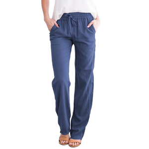 Pantalon de survêtement en coton lourd pour femmes ceinture élastique épais chaud couleur unie toile salopette hiver Streetwear pantalon de survêtement - Product Image 5