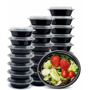 Airtight Lids 900ml Food Storage Box Meal Prep Round Plastic 7" Reusable <b>Microwavable</b> Containers Food Containers - Product Image 1