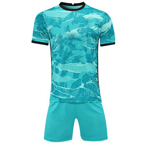Camiseta de fútbol de camuflaje Azul Aguamarina personalizable, conjunto de pantalones cortos, ropa deportiva de equipo transpirable de secado rápido, servicio OEM disponible - Product Image 1