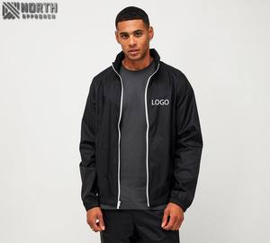 Conjunto de chándal informal de nailon negro puro para hombre, conjunto de chándal holgado tejido impermeable, chándal Vintage - Product Image 5