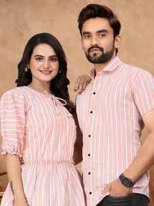 Presenting Couple <b>Mens</b> <b>Shirt</b> & Female Tunic Combo for Festival Season - Product Image 4