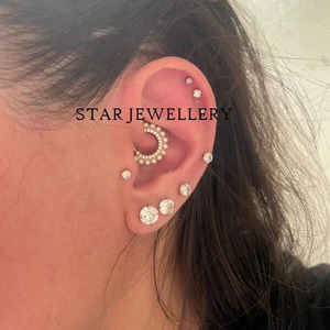 Ensemble de lunette en or massif 14 carats Diamant Miligrain Septum Anneau de nez Bijoux fins. - Product Image 5