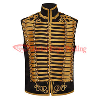 Gilet de tambourinier en laine noire respirante de haute qualité pour homme, fait main et personnalisé