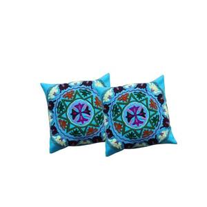 Funda de Cojín Decorativa Cuadrada Hecha a Mano con Estampado Digital Floral de Pavo Real Indio Vibrante, 16x16, Multicolor, para Sofá - Product Image 4